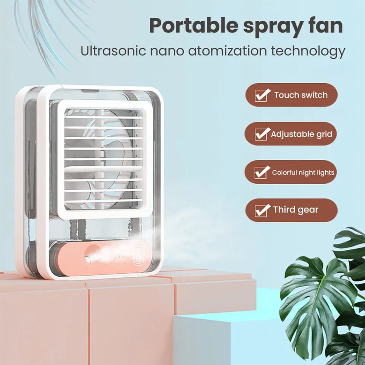 Bbuy.pk Mini Cooling Spray Humidifier with Lamp Desk Fan